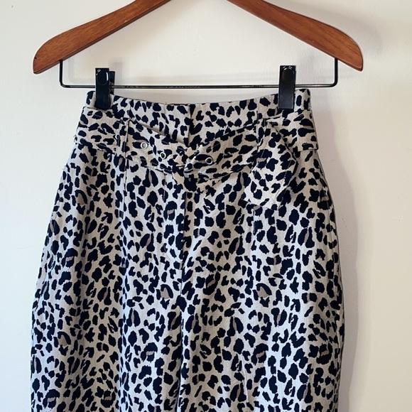 ZARA Cheetah Print High Waist Slouchy Belted Trousers - Picture 3 of 7